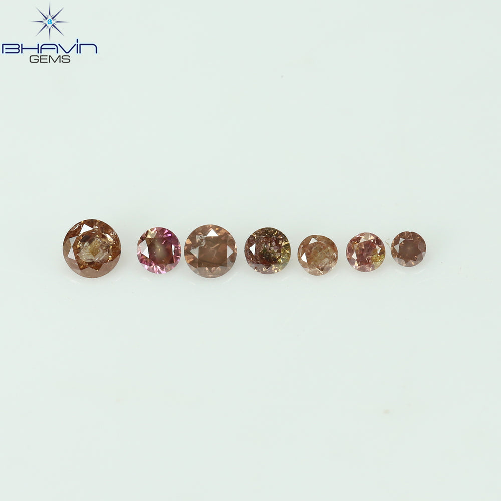 0.09 CT/7 Pcs Round Shape Natural Loose Diamond Pink Color I3 Clarity (1.75 MM)
