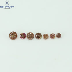0.09 CT/7 Pcs Round Shape Natural Loose Diamond Pink Color I3 Clarity (1.75 MM)
