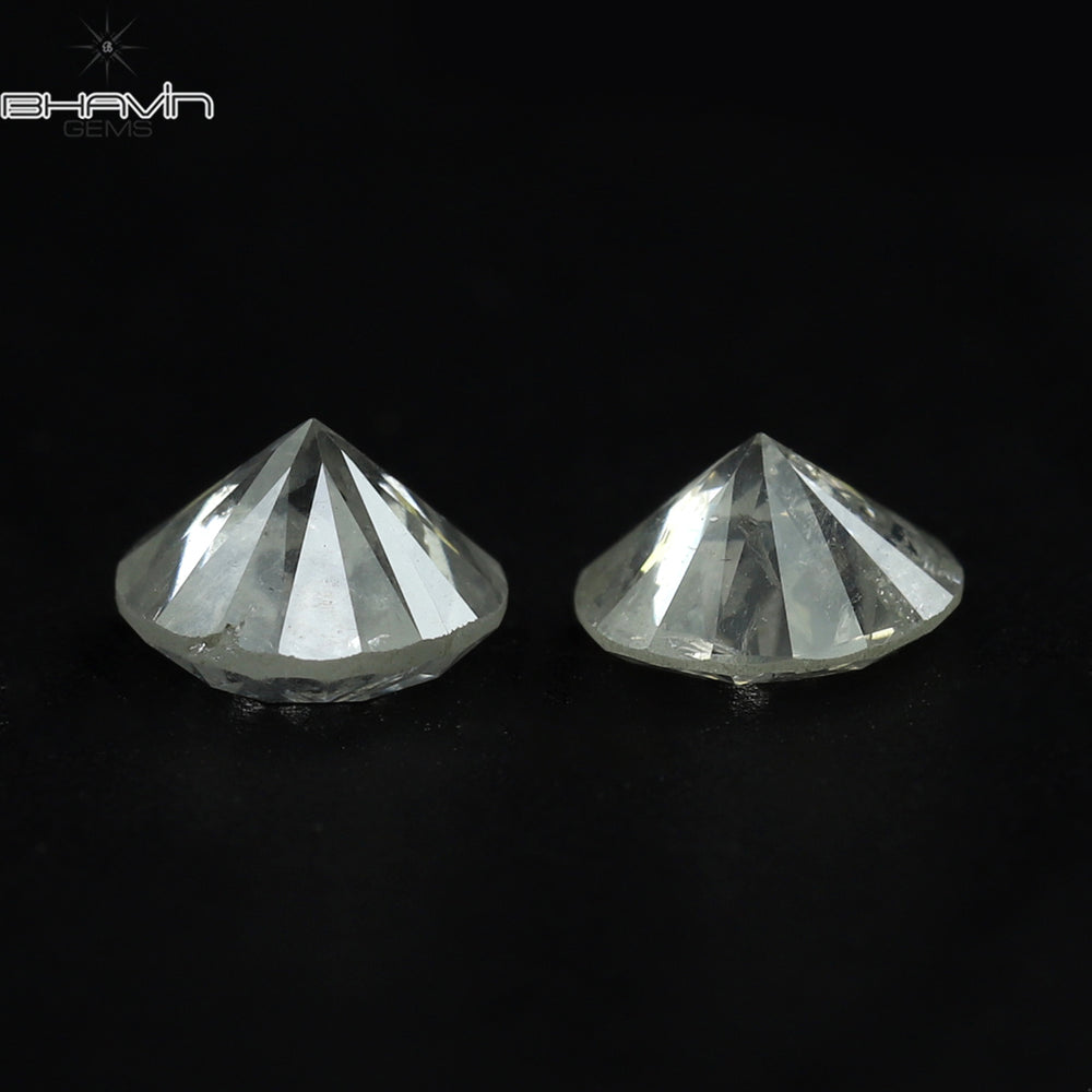 0.81 CT/2 Pcs Round Shape Natural Loose Diamond White Color I3 Clarity (4.68 MM)