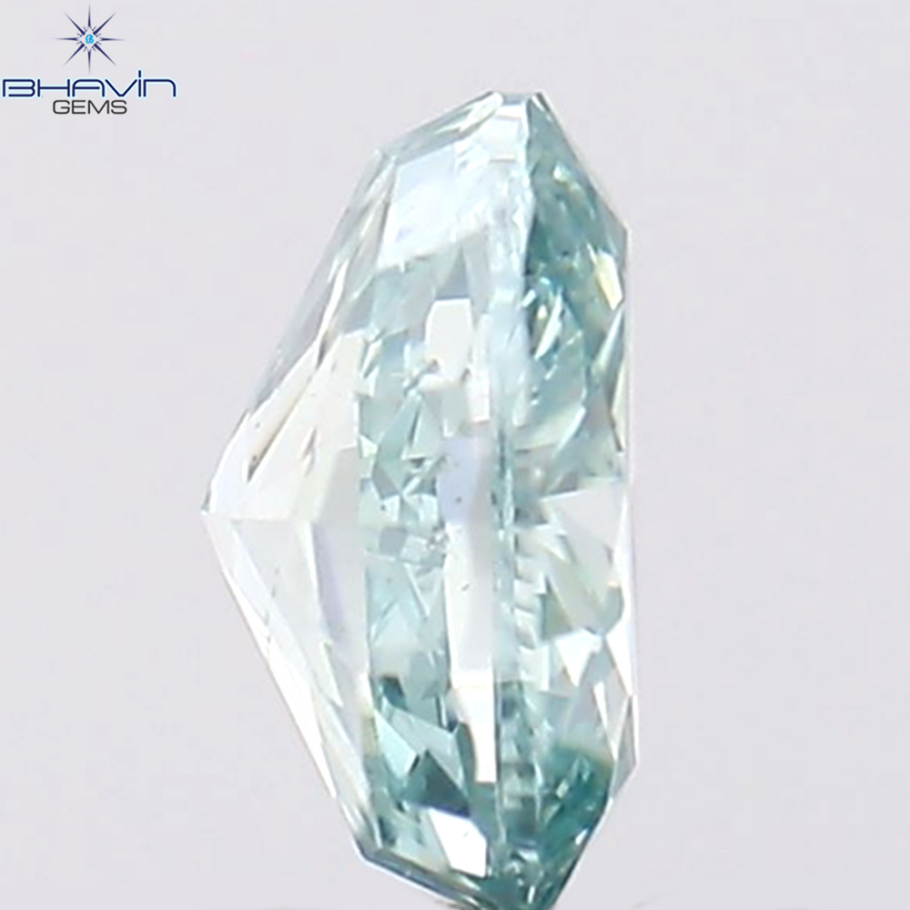 0.37 CT オーバル シェイプ ナチュラル ダイヤモンド グリーンがかったブルー カラー SI1 クラリティ (5.36 MM)