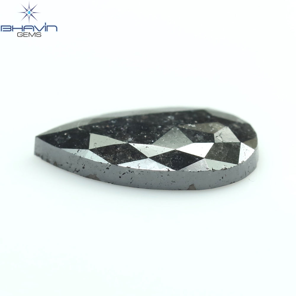 1.20 CT Pear Shape Natural Diamond Black Color I3 Clarity (10.68 MM)