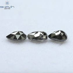 0.95 CT/3 PCS Pear Shape Natural Diamond Salt And pepper Color I3 Clarity (5.02 MM)