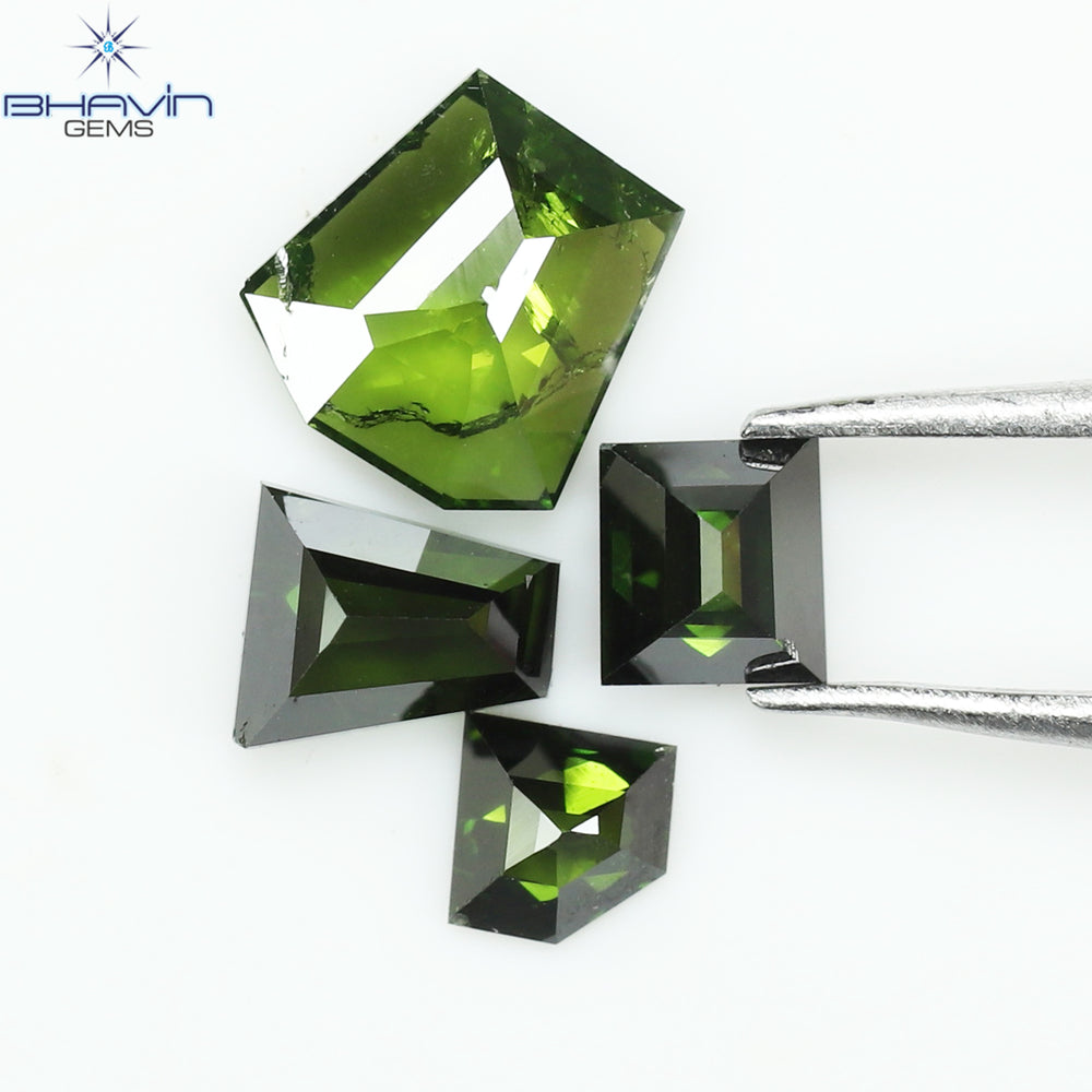 0.53 CT/4 Pcs, Mix Diamond, Green Color, SI2 Clarity