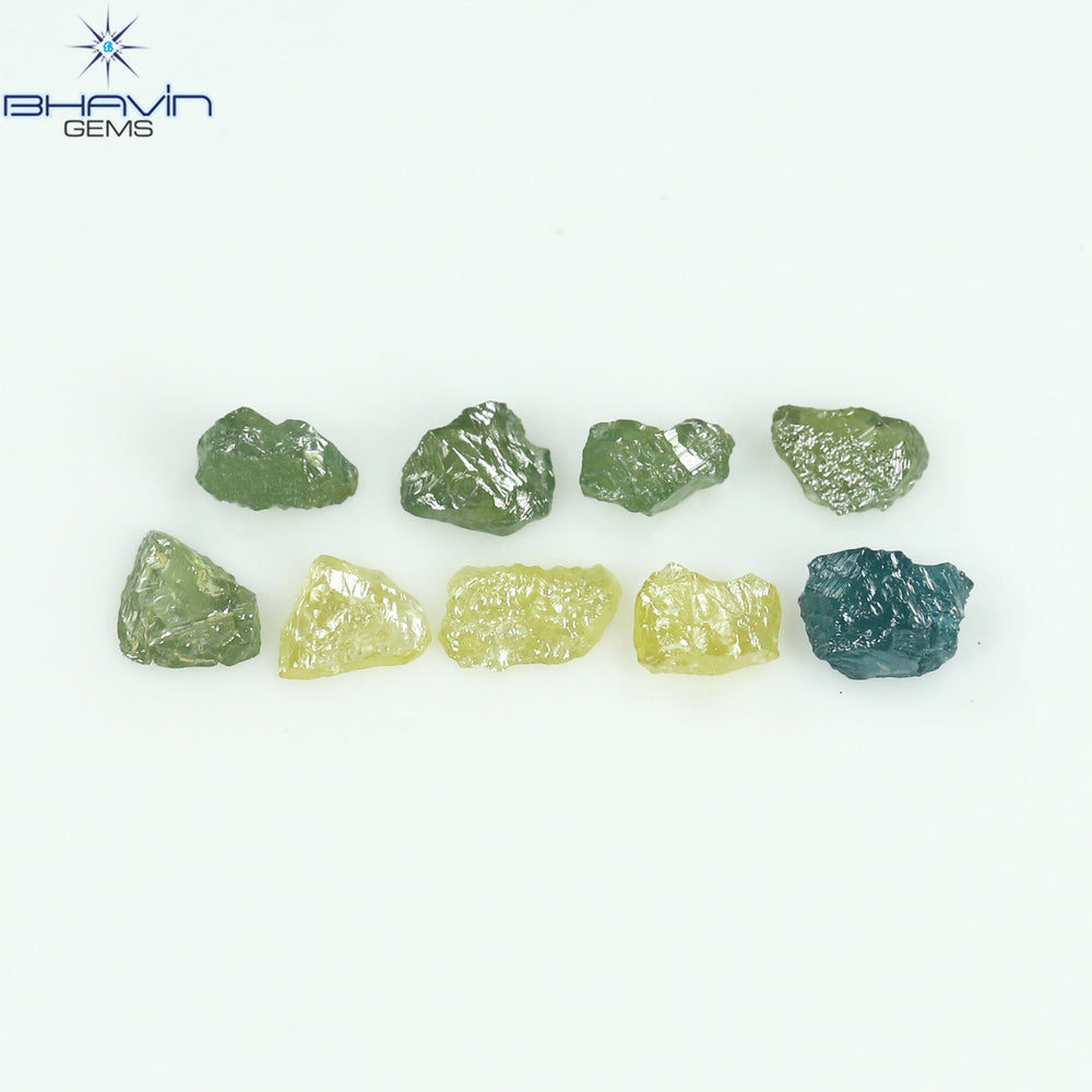0.76 CT/9 PCS Rough Shape Enhanced Mix Color Natural Diamond I3 Clarity (3.58 MM)