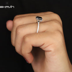 Emerald Diamond Natural Diamond Ring Black Color Gold Ring Engagement Ring