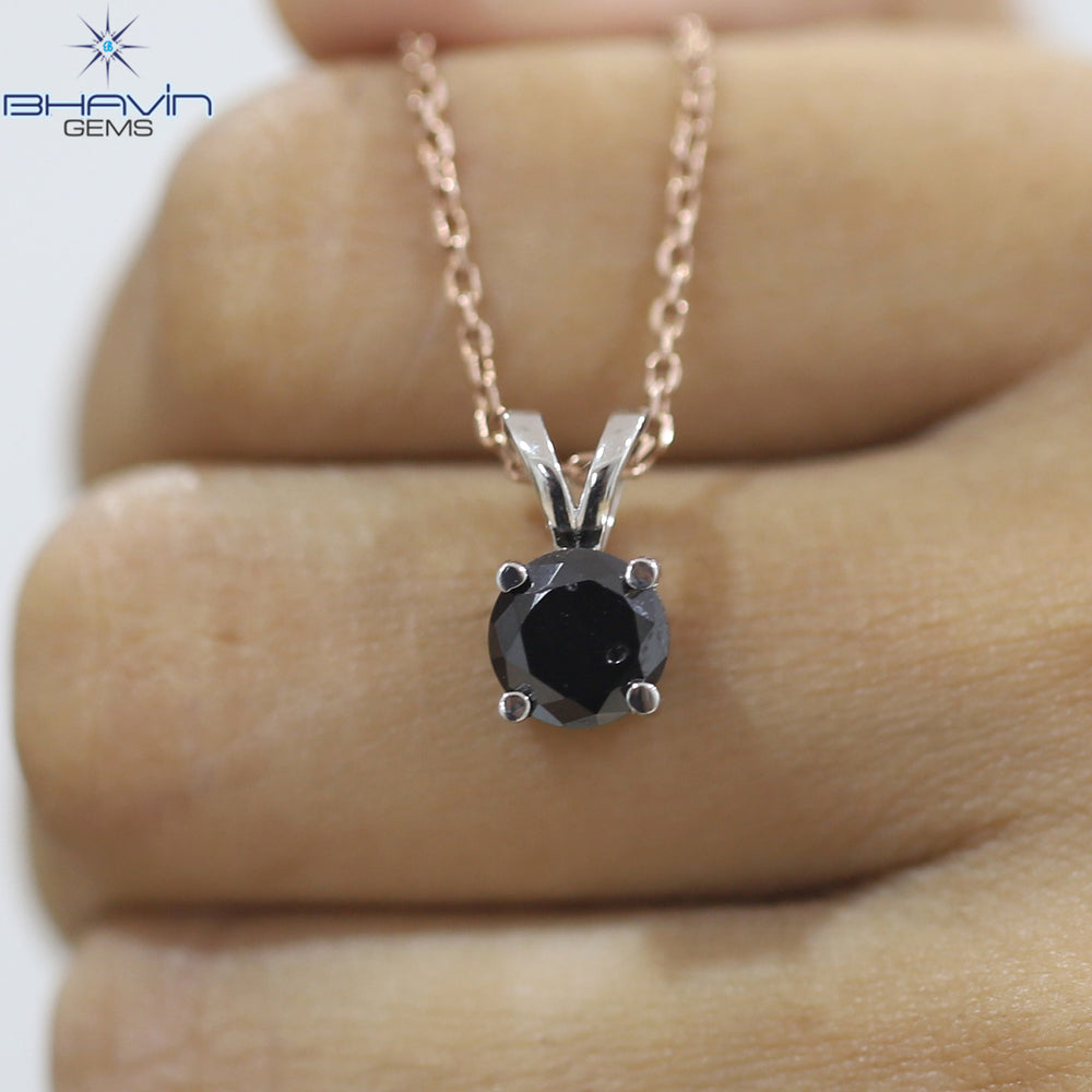 Diamond Pendant-Earring, Round Diamond, Black Diamond, Yellow Gold, Bridal Necklace