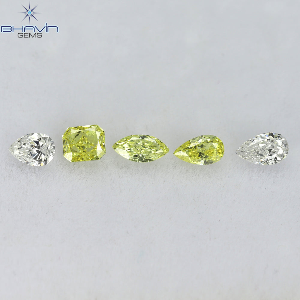 0.40 CT/5 Pcs Mix Shape Natural Diamond Pink-Yellow Color VS-SI Clarity (4.05 MM)