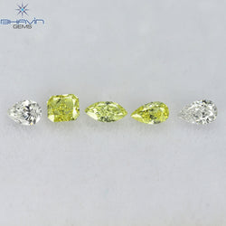 0.40 CT/5 Pcs Mix Shape Natural Diamond Pink-Yellow Color VS-SI Clarity (4.05 MM)