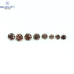 0.11 CT/8 Pcs Round Shape Natural Loose Diamond Brown Pink Color I1 Clarity (1.70 MM)