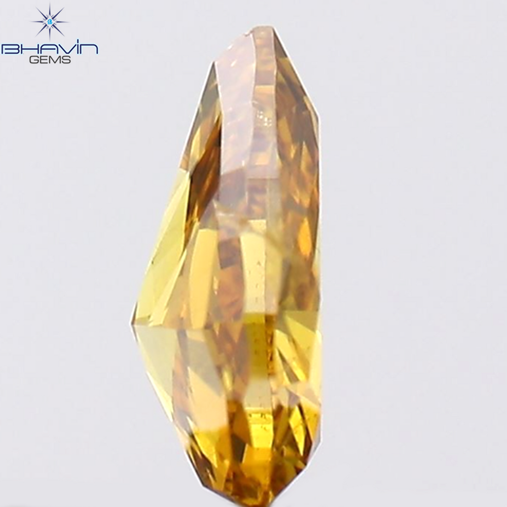 0.21 CT Pear Shape Natural Diamond Orange Color SI1 Clarity (4.85 MM)