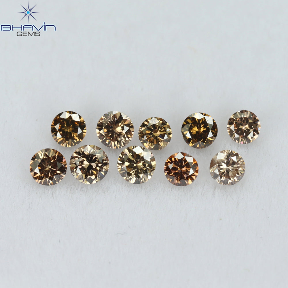 0.32 CT/10 Pcs Round Shape Natural Loose Diamond Brown Pink (Argyle) Color VS-SI Clarity (2.00 MM)