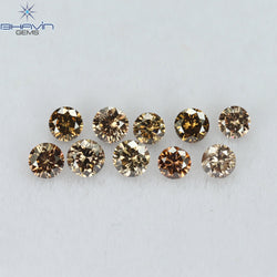 0.32 CT/10 Pcs Round Shape Natural Loose Diamond Brown Pink (Argyle) Color VS-SI Clarity (2.00 MM)