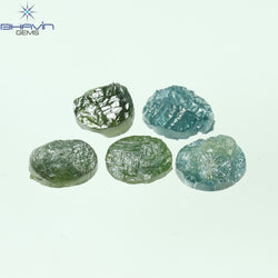 1.34 CT/5 Pcs Oval Rough Shape Green Blue Natural Loose Diamond I3 Clarity (4.60 MM)