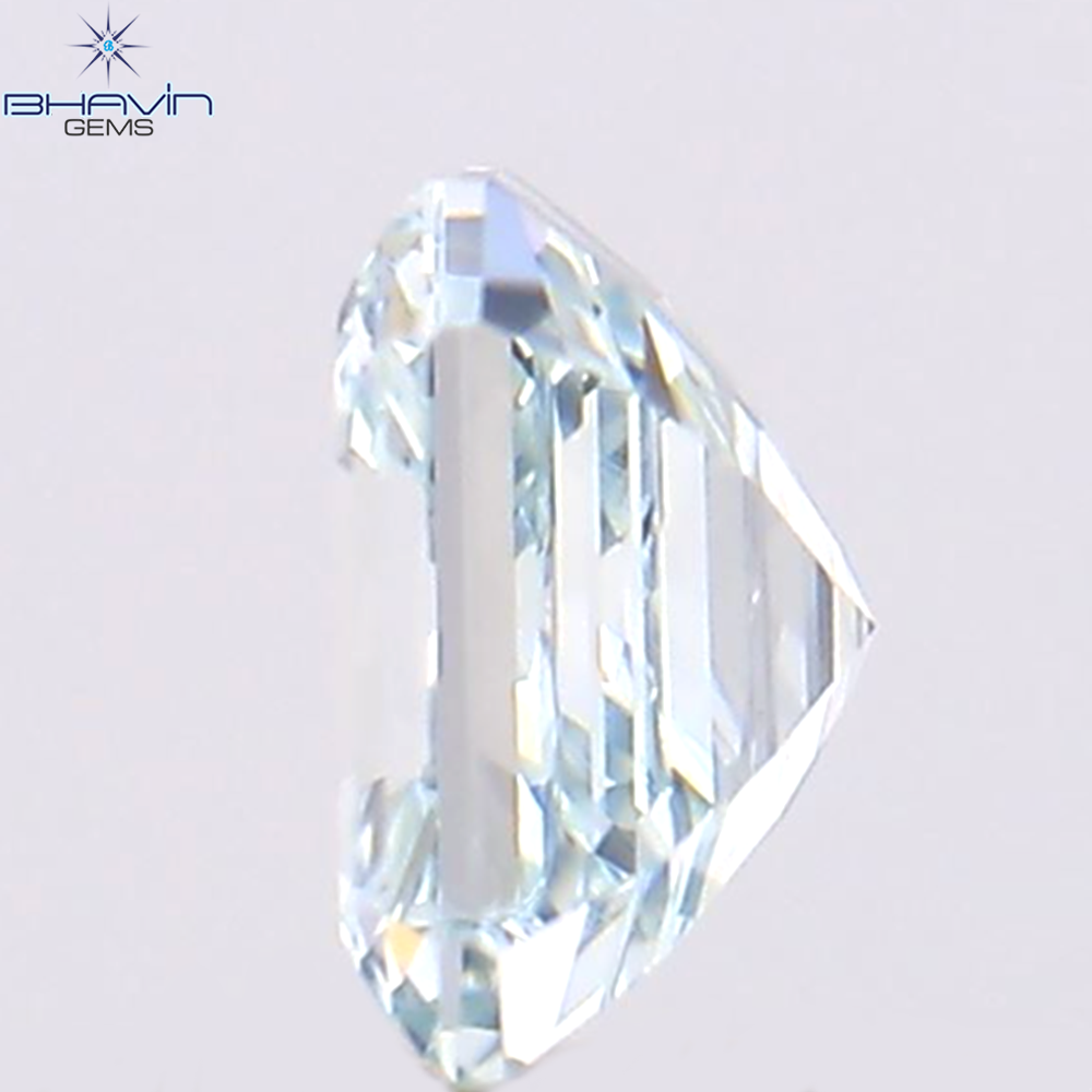 0.23 CT Asscher Shape Natural Diamond Greenish Blue Color VS1 Clarity (3.68 MM)