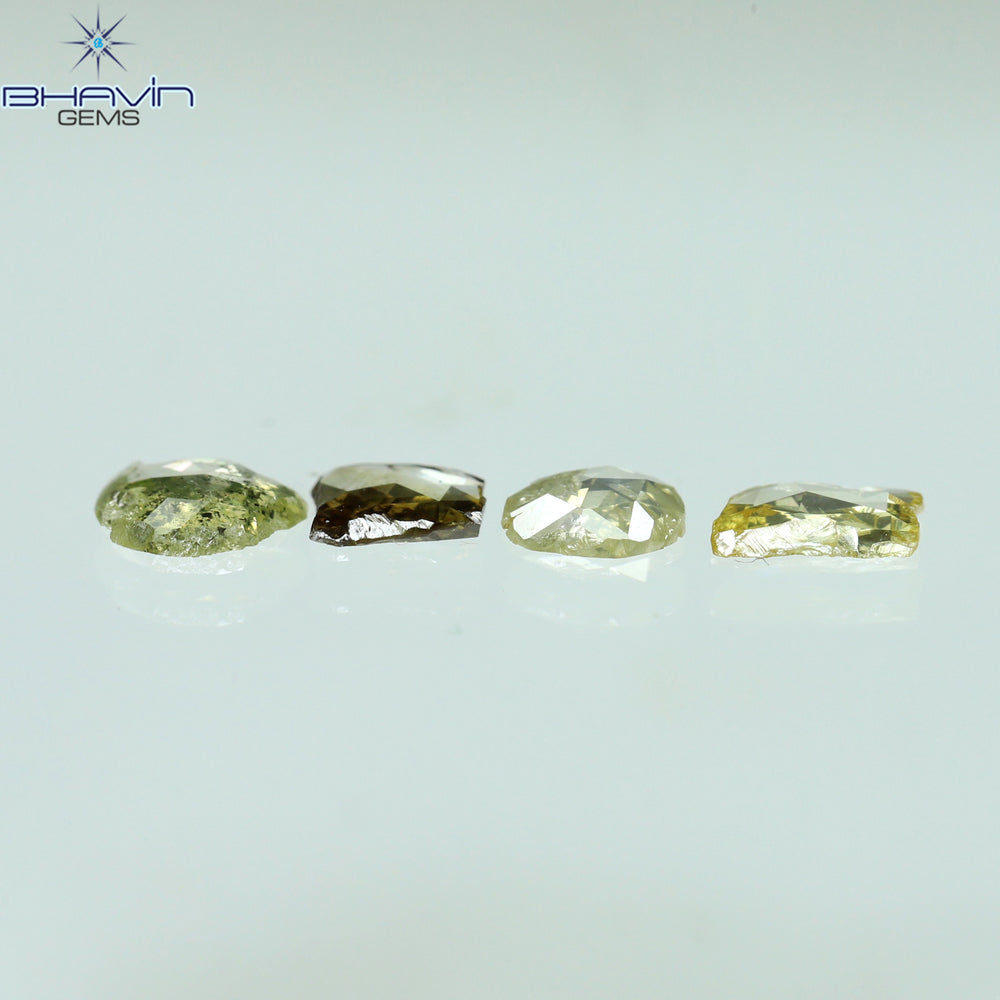 0.51 CT/4 Pcs Rosecut Polki Shape Natural Diamond  Fancy Color I2 Clarity (4.76 MM)