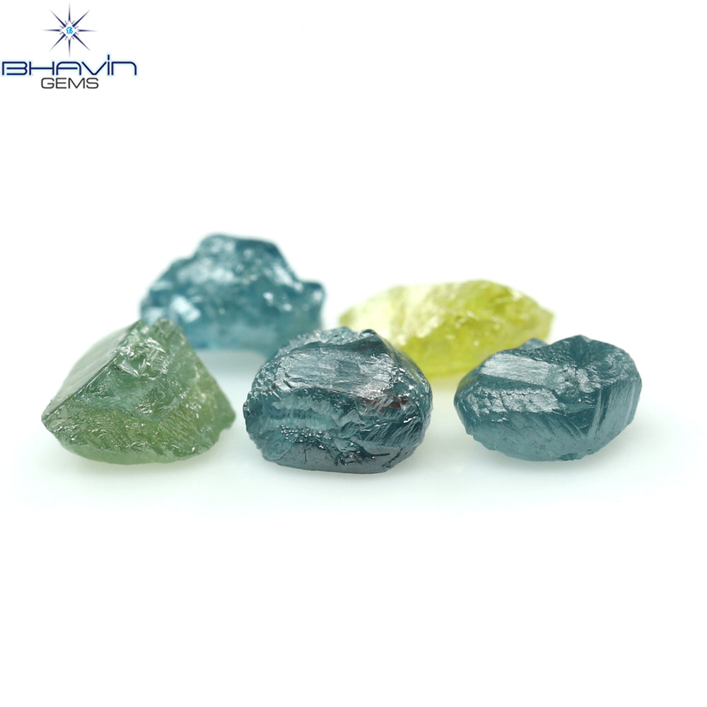 0.97 CT/5 PCS Rough Shape Enhanced Mix Color Natural Diamond I3 Clarity (4.17 MM)