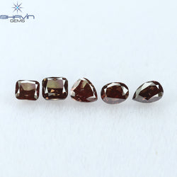 0.60 CT/5 Pcs Mix Shape Natural Loose Diamond Pink Color SI1 Clarity (3.66 MM)