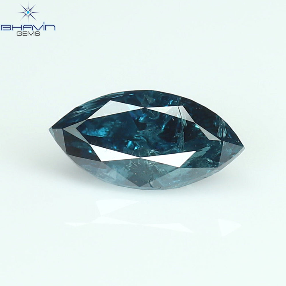 0.60 CT Marquise Shape Natural Diamond Blue Color I3 Clarity (7.62 MM)