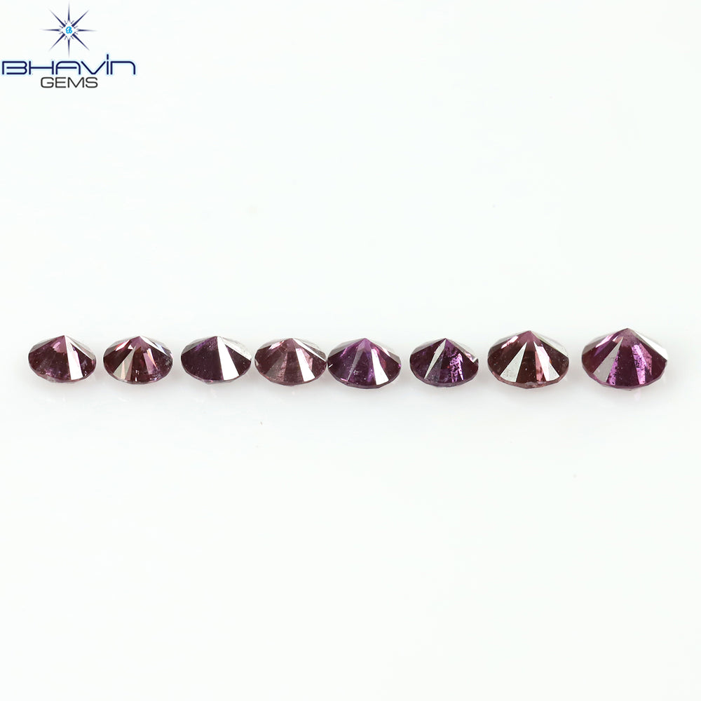 0.27 CT/8 Pcs Round Shape Natural Loose Diamond Pink Color I1 Clarity (2.35 MM)