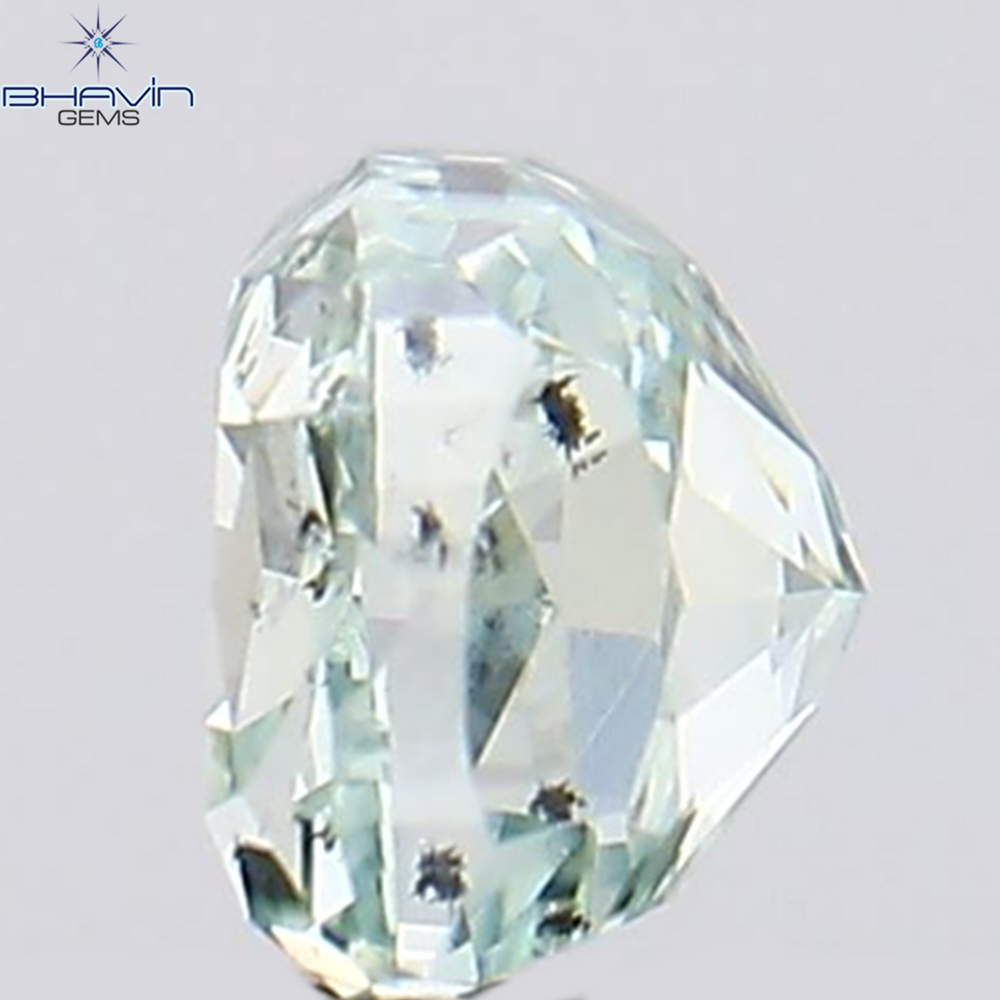 0.24 CT クッション シェイプ 天然ダイヤモンド ブルーイッシュ グリーン カラー SI1 クラリティ (3.18 MM)