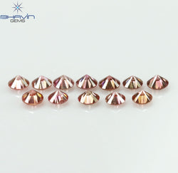 0.40 CT/12 Pcs Round Shape Natural Loose Diamond Pink Color SI Clarity (2.15 MM)