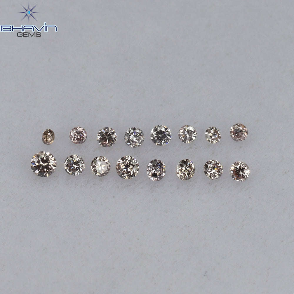 0.09 CT/16 Pcs Round Shape Natural Loose Diamond Brown Pink Argyle Color VS2 Clarity (1.40 MM)