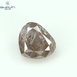 0.53 CT Heart Shape Natural Diamond Pink Color I3 Clarity (4.95 MM)