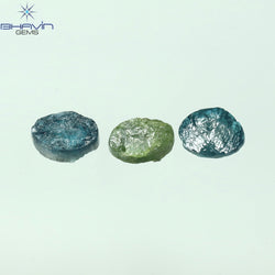 1.36 CT/3 Pcs Oval Rough Shape Blue Green Natural Loose Diamond I3 Clarity (6.70 MM)