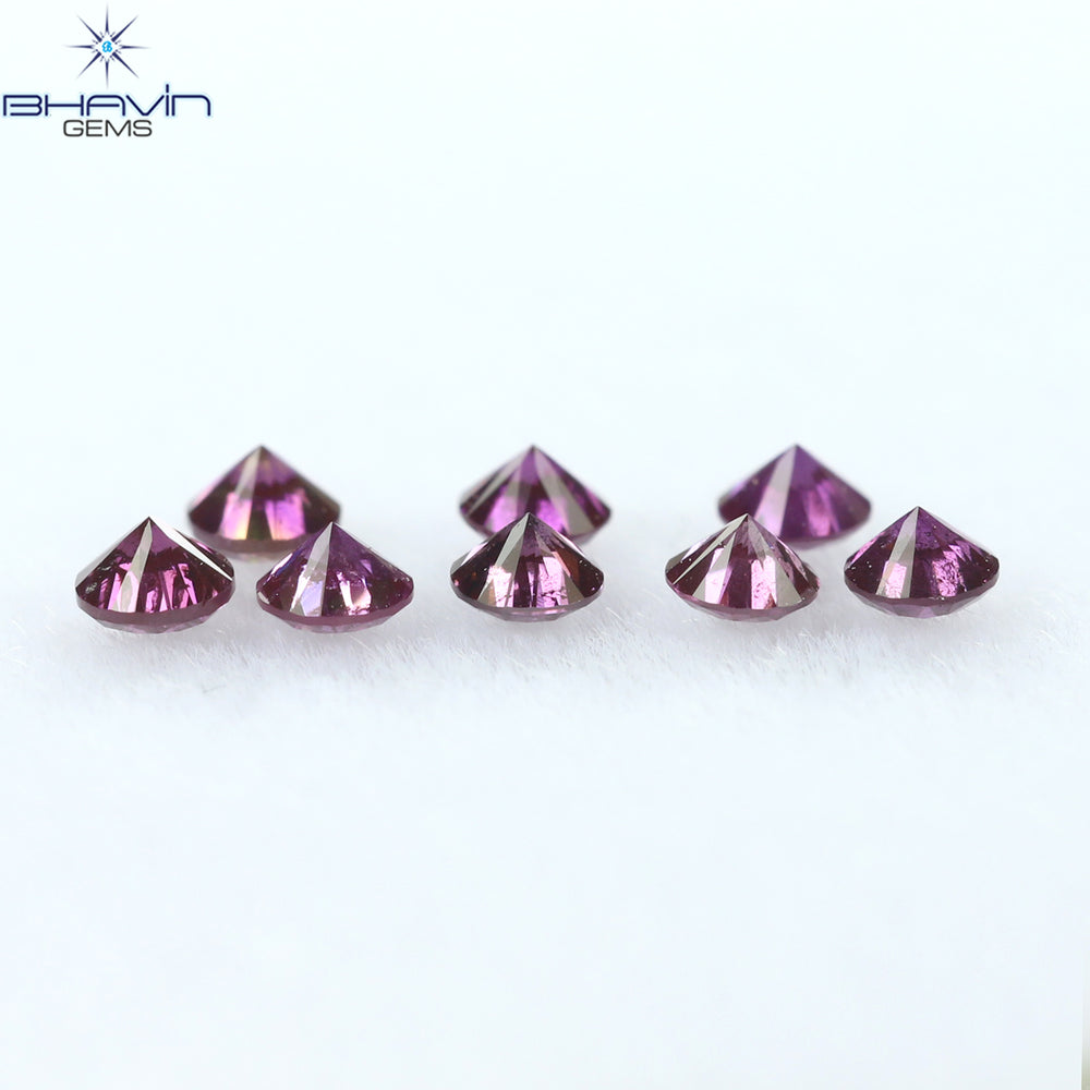 0.28 CT/8 PCS ラウンド ダイヤモンド ピンク色 天然ダイヤモンド I1 クラリティ (2.00 MM)