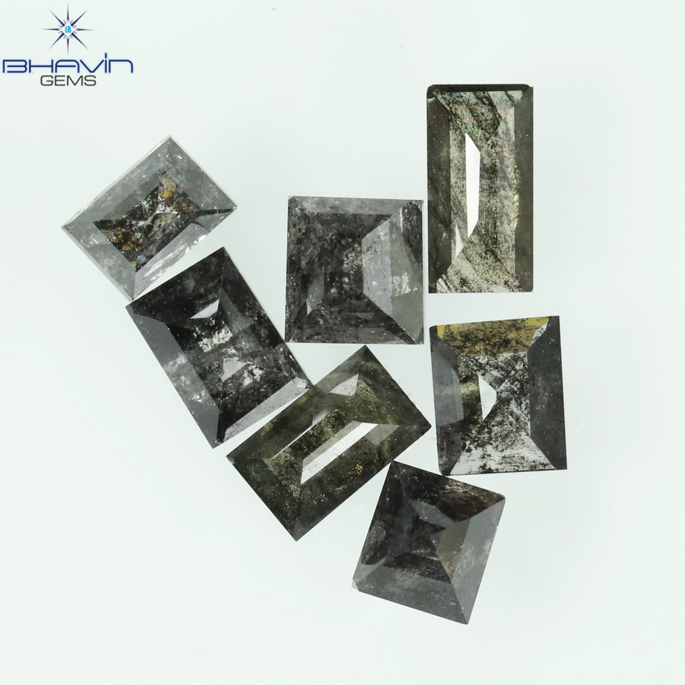 0.92 CT/7 Pcs, Baguette Diamond, Salt And Pepper Color, I3 Clarity