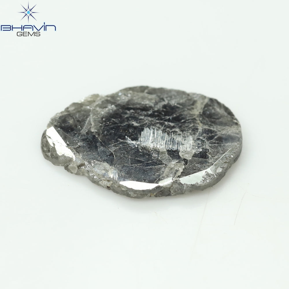 3.64 CT Slice Shape Natural Diamond Salt And Pepper Color I3 Clarity (16.66 MM)