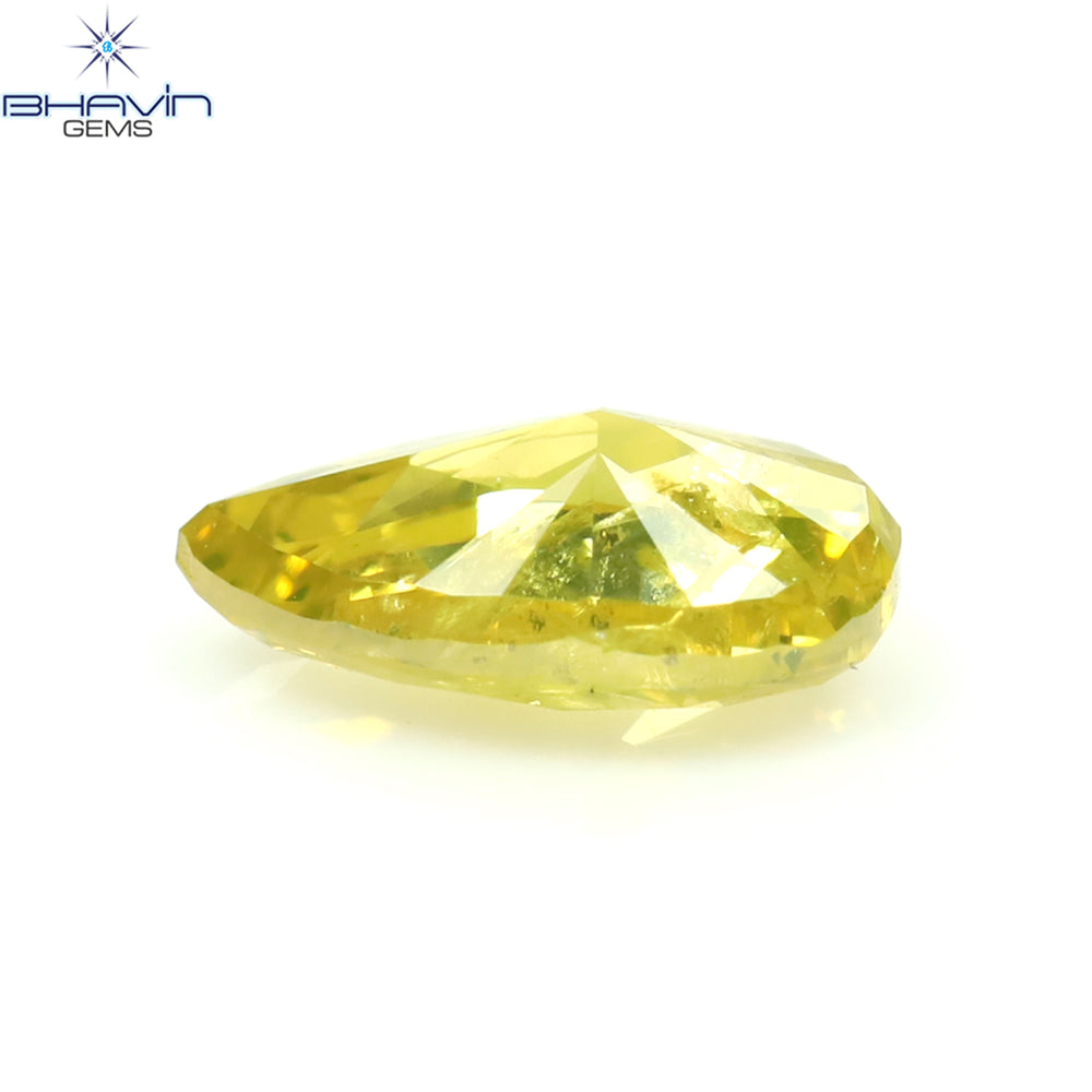 0.30 CT Pear Shape Natural Diamond Enhanced Yellow Color I2 Clarity (5.51 MM)