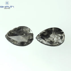 1.01 CT/2 Pcs Pear Slice Shape Natural Diamond Salt And Pepper Color I3 Clarity (8.17 MM)
