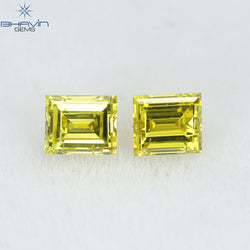 0.22 CT/2 Pcs Square Cut Natural Diamond Enhanced Yellow Color VS2 Clarity (2.69 MM)