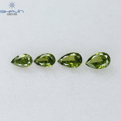 0.35 CT/4 Pcs Pear Shape Natural Diamond Green Color SI Clarity (3.91 MM)