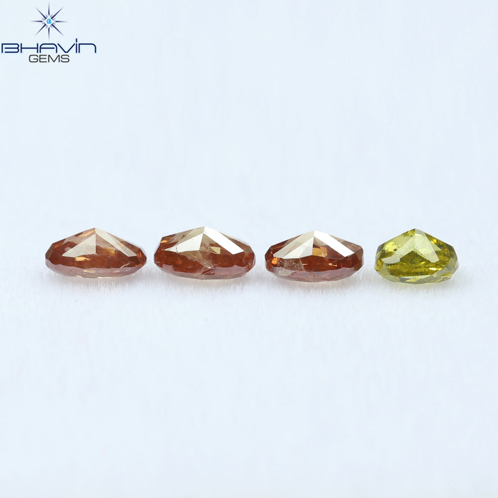 0.72 CT/4 Pcs Oval Shape Enhanced Pink Yellow Color Natural Loose Diamond SI2 Clarity (4.15 MM)