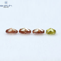0.72 CT/4 Pcs Oval Shape Enhanced Pink Yellow Color Natural Loose Diamond SI2 Clarity (4.15 MM)