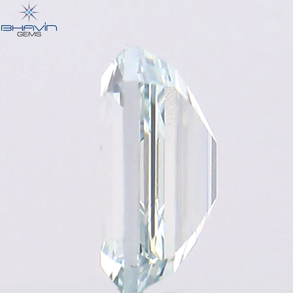 0.39 CT Emerald Shape Natural Diamond Greenish Blue Color VS1 Clarity (4.86 MM)