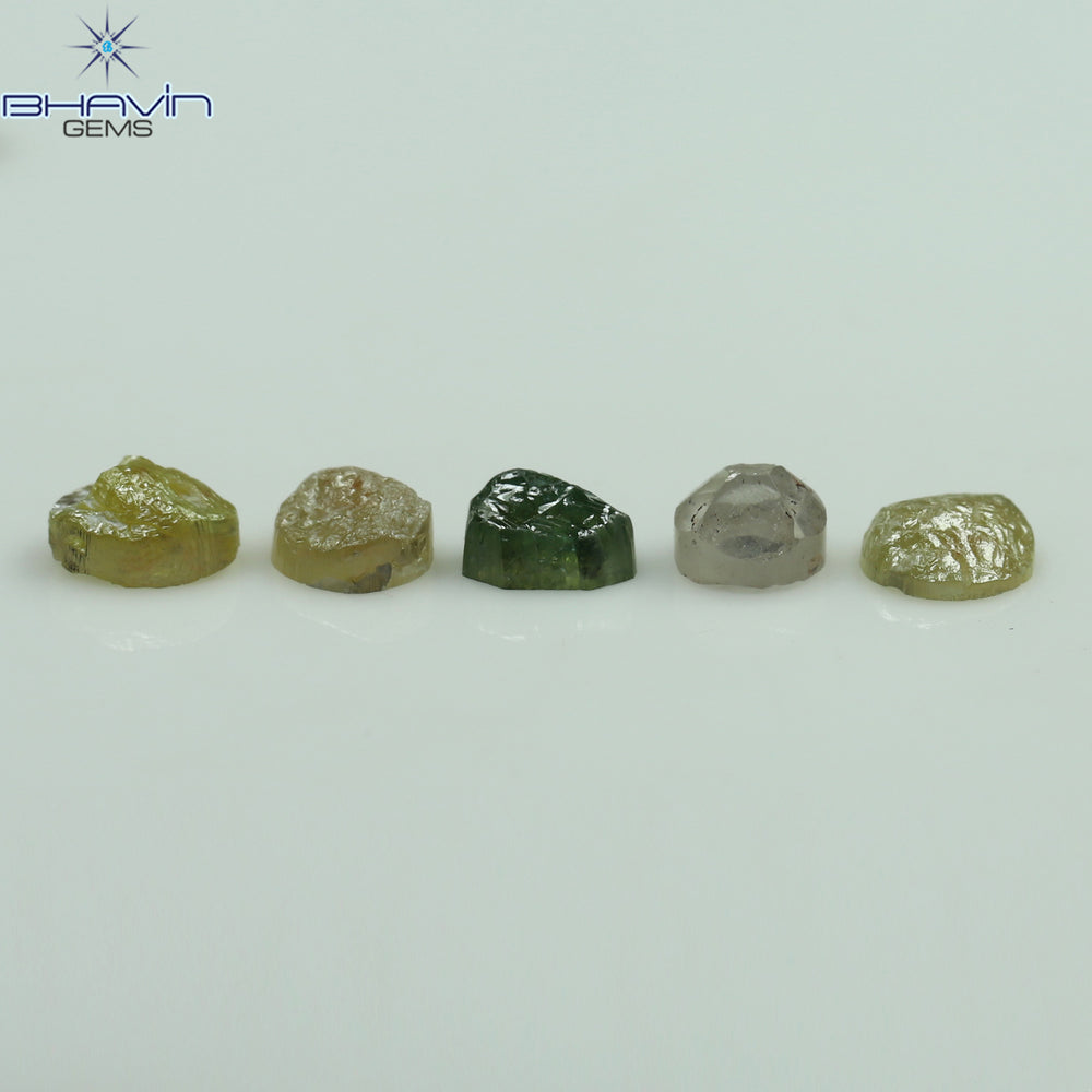1.08 CT /5 Pcs Uncut Shape Mix Color Natural Loose Diamond I3 Clarity (4.17 MM)