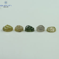 1.08 CT /5 Pcs Uncut Shape Mix Color Natural Loose Diamond I3 Clarity (4.17 MM)