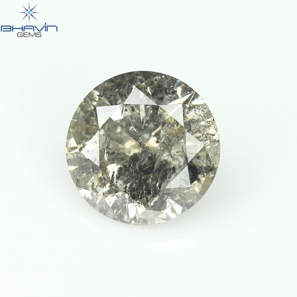 0.41 CT Round Shape Natural Loose Diamond Salt And Pepper Color I3 Clarity (4.77 MM)