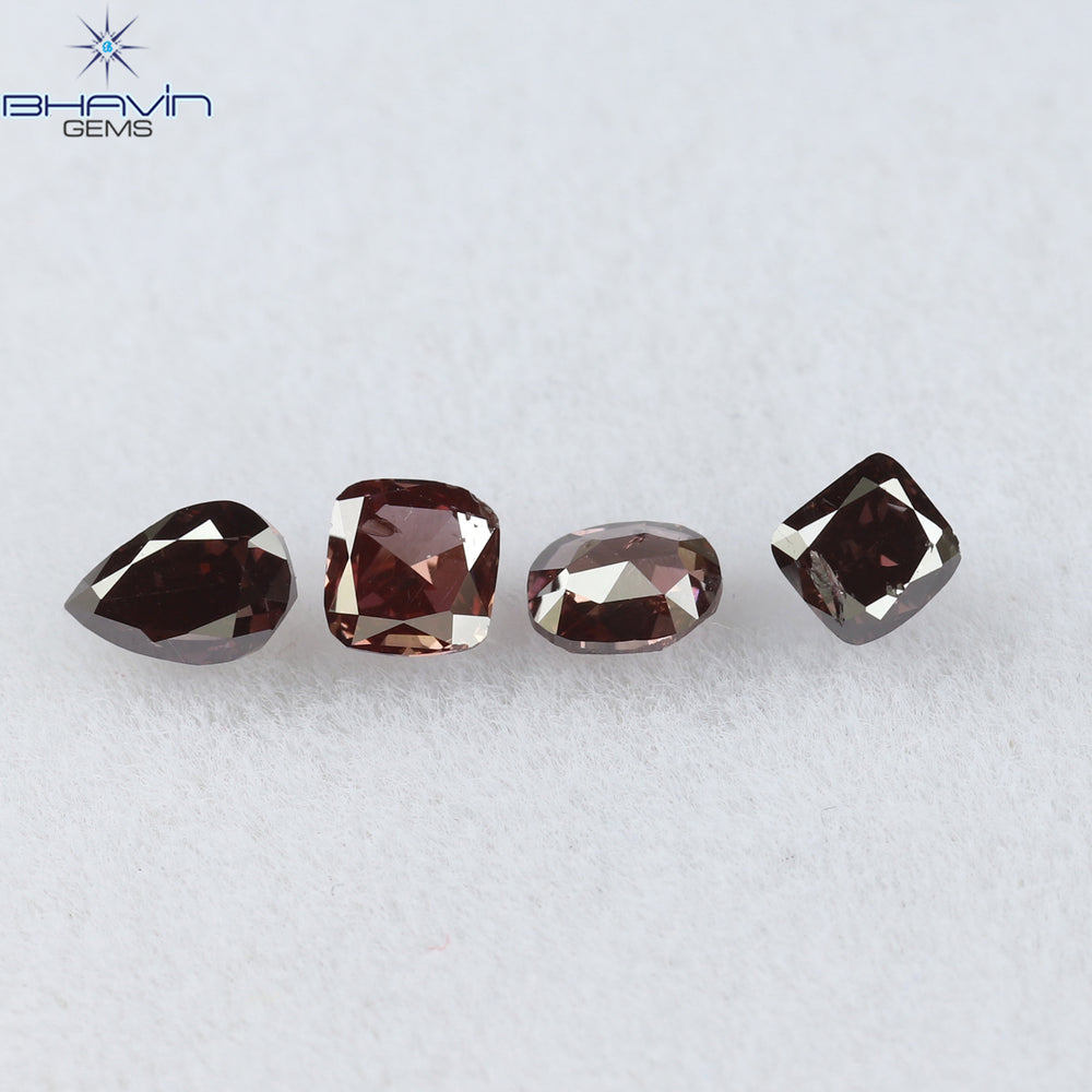 0.42 CT/4 Pcs Mix Shape Natural Diamond Pink Color SI Clarity (3.83 MM)