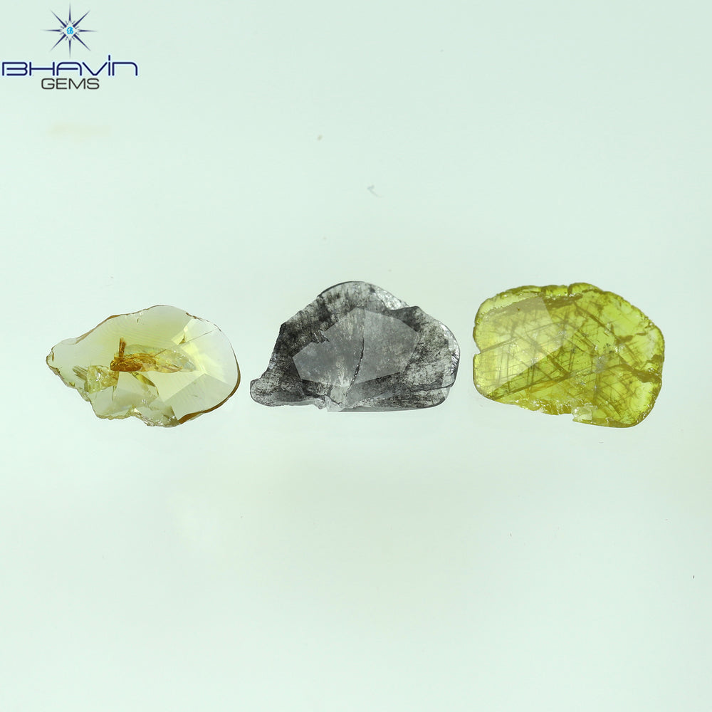 1.16 CT/3 Pcs Rosecut Polki Shape Natural Diamond  Fancy Color I3 Clarity (8.92 MM)