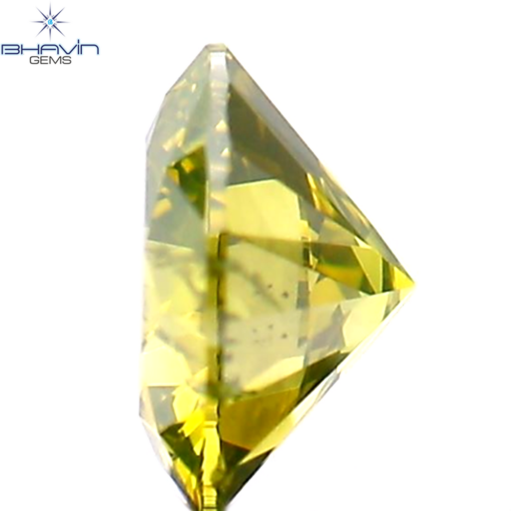 1.02 CT ラウンド シェイプ ナチュラル ダイヤモンド グリーン イエロー カラー SI1 クラリティ (5.63 MM)