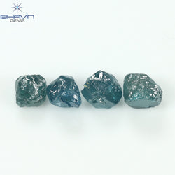 1.83 CT/4 PCS Rough Shape Enhanced Blue Color Natural Diamond I3 Clarity (4.46 MM)