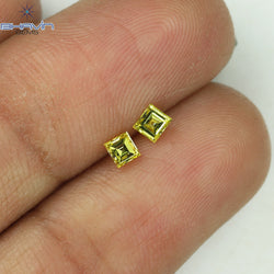 0.23 CT/2 Pcs Square Cut Natural Diamond Enhanced Yellow Color VS-SI Clarity (2.75 MM)