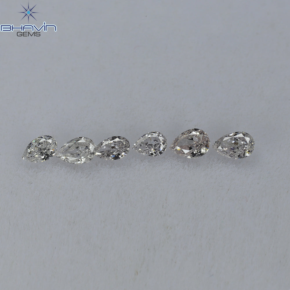 0.49 CT/6 Pcs Pear Shape Natural Diamond Pink Color SI Clarity (3.82 MM)