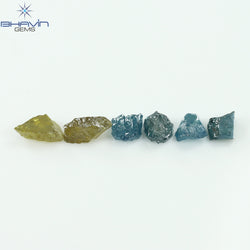 2.10 CT/6 PCS Rough Shape Enhanced Mix Color Natural Diamond I3 Clarity (6.32 MM)