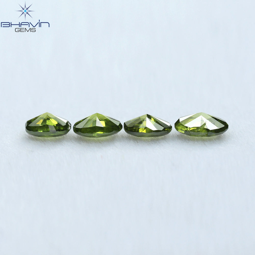 0.59 CT/4 Pcs Oval Shape Natural Diamond Green Color SI Clarity (4.22 MM)