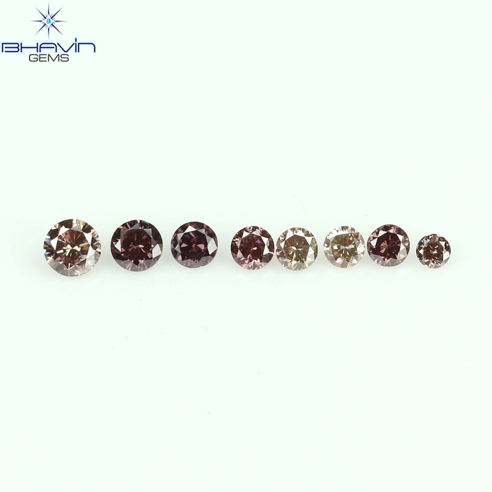 0.09 CT/8 ピース ラウンド シェイプ ナチュラル ルース ダイヤモンド ピンク カラー SI クラリティ (1.50 MM)